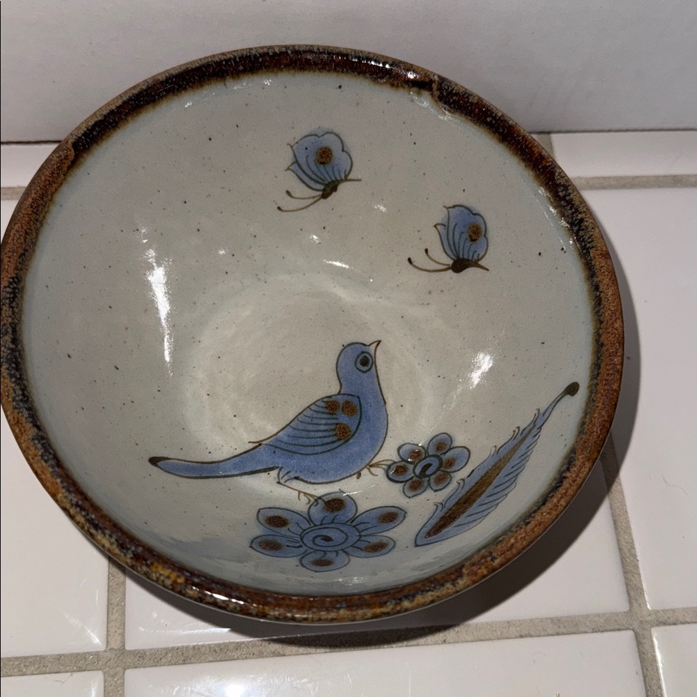 Ken Edwards Mexican TONALA POTTERY El Palomar 6.5” cereal bowl #10 🐈‍⬛